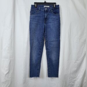 Levi's Womens 721 High-Rise Medium Wash 5 Pocket Skinny Raw Hem Stretch Jeans 26